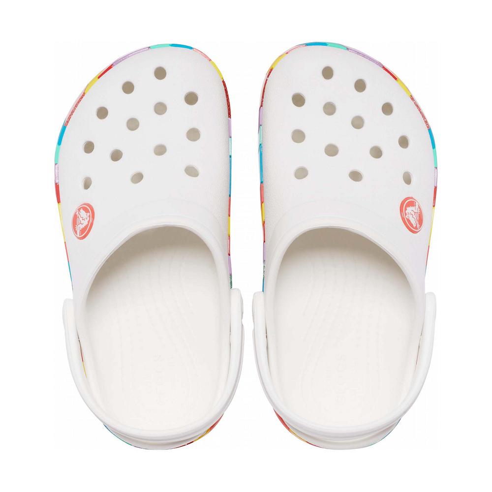 White Girls' Crocs Crocband™ Chevron Beaded Clogs | NZ 1494SGLO
